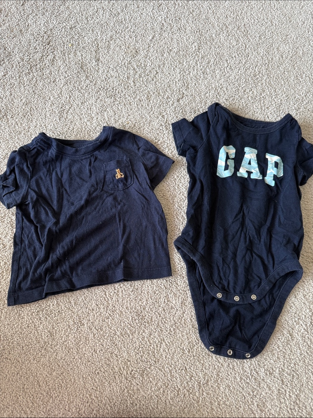 GAP Navy Short-Sleeve Baby Bodysuit with Camouflage Logo